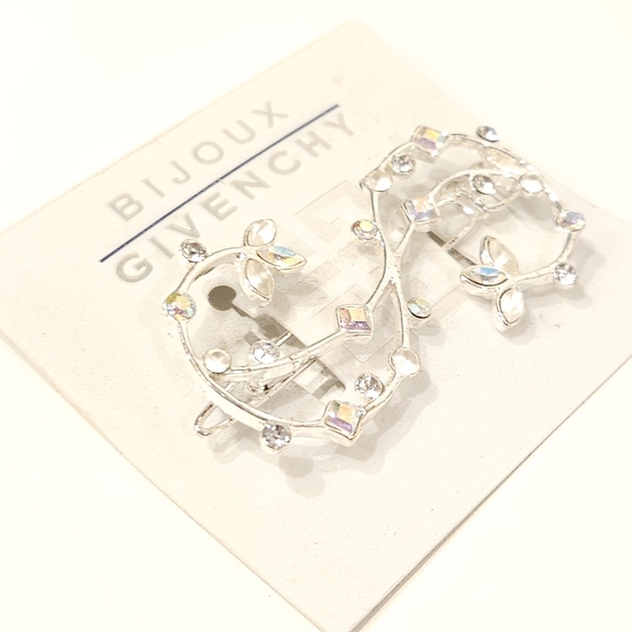 Vintage Givenchy Silver Tone Swarovski Crystal Floral Hair Barrette Clip NWT main image 10